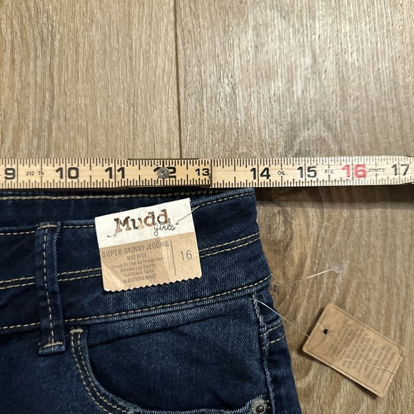 Mudd Girls Double Button Super Skinny Jegging Dark Denim Stretch Size 16 NEW - Picture 7 of 9